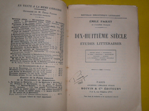 Dix Huitieme Siecle Emile Faguet Boivin Estudio Literario 1