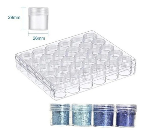 Organizador Caja Con 30 Frasquitos Para Decoración De Uñas 1