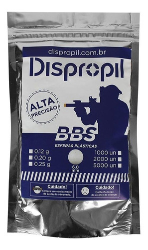 Kit 02 Bbs Airsoft Munição Plástica Dispropil 0.20g 1000un. 1