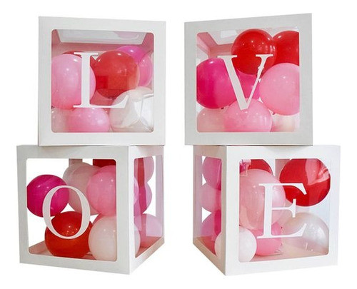 Cubo Letras Love 4 Ud Rojo Amor Decoracion Eventos Amistad 0
