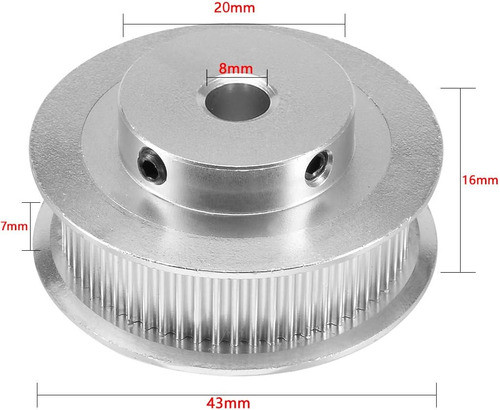 Polea Dentada Uxcell Dientes 43x16mm De Aluminio 1