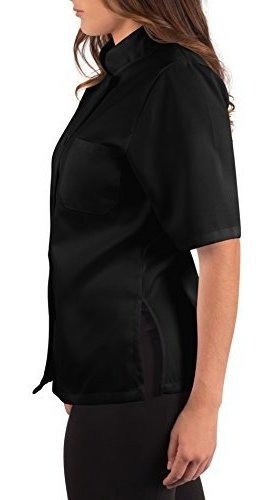 Kng Womens Negro Clasico Manga Corta Chef Coat 1