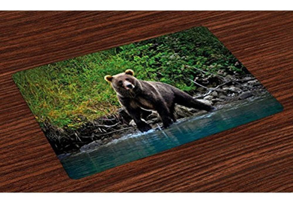 Cabina Juego De 4 Manteles Individuales Por Oso Pardo Grizzl 0