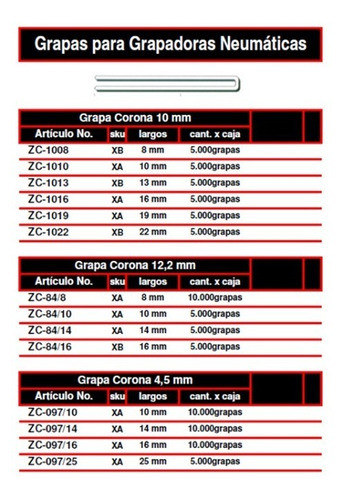 Grapas 10 Mm X 10 Mm Zantic Zc1010 X 5000 Unidades 1