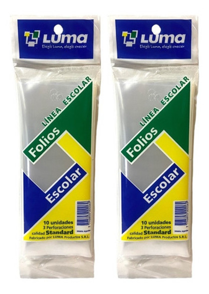 20 Folios Escolar Transparente Luma Standard N°3 0