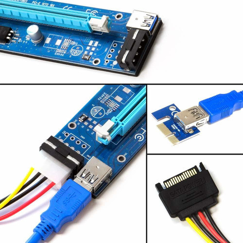 1 Pci-e Riser Ver 006s Cripto Mineria Con Cable Molex/sata K 1