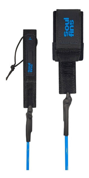Leash Surf Comp Duplo Girador 6'/5mm Soulfins Azul + Fuwax 0 Leash Surf Comp Duplo Girador 6'/5mm Soulfins Azul + Fuwax 0