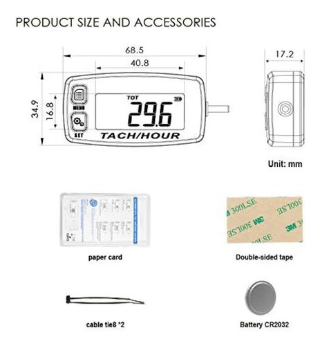Tacometro Digital Con Memoria Rpm Cuenta Horas Atv Moto Auto 1