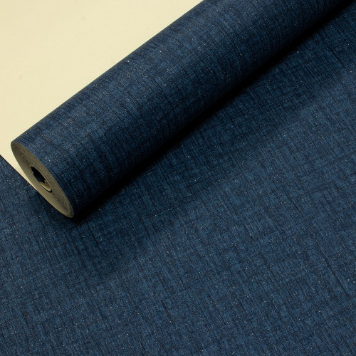 Papel De Parede Vinílico Linho Azul Marinho Jeans C/ Brilho 0