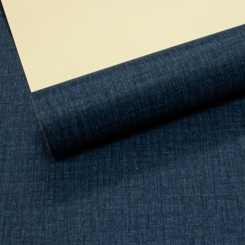 Papel De Parede Vinílico Linho Azul Marinho Jeans C/ Brilho 1