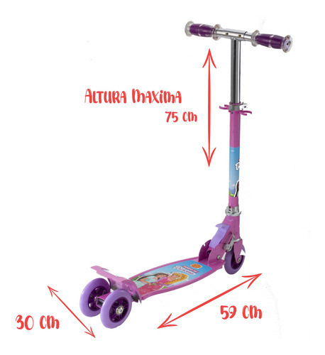 Patinete Infantil De Ferro 50 Kg 7 8 9 10 Anos Dobrável Rosa 1