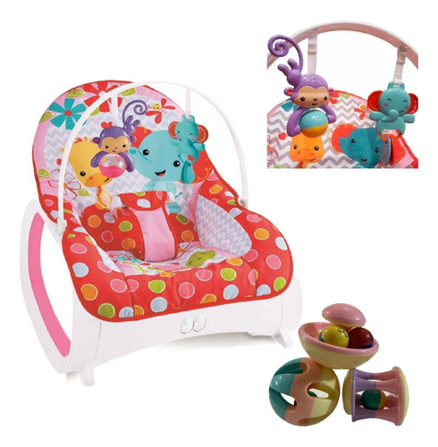Cadeirinha Balanço Vermelho + Chocalho Divertido Interativo 0