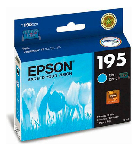 Cartucho Tinta Cian Original Para Impresora Epson 195 0