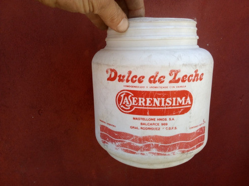T-antiguo Frasco Plastico Dulce De Leche La Serenisima 5kg. 0