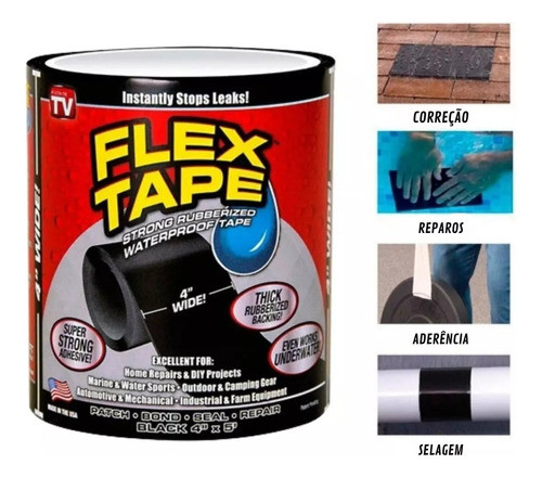 1 Rolo De Fita Flare Black + Duramex Cola Metal 1