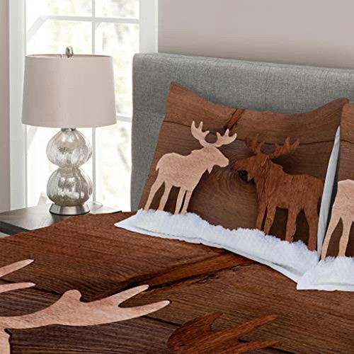 Cubrecama Lunarable Moose, Timber Elk En Diferentes Tonos Ro 1