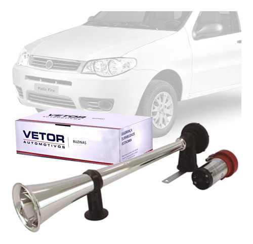 Buzina Maritima Corneta Cromada + Compressor Fiat Palio 0