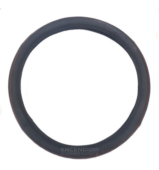 Cubre Volante Universal 38 Cm Simil Cuero Negro Bordado Rojo 1