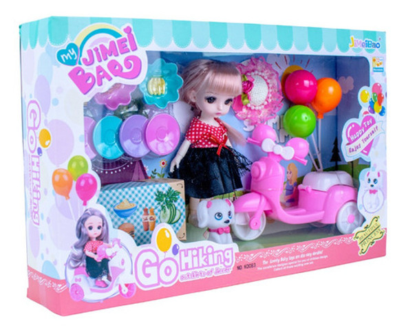 Muñeca En Motoneta Con Globos 1