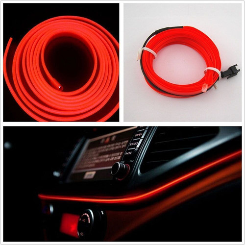 Kit Completo Cable Luz Neon 12v. 2m Rojo Auto Tuning N80 1
