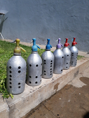 Sifones Antiguos De Vidrio Con Malla De Aluminio 1