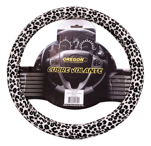 Cubre Volante Animal Print Leopardo Negro Blanco Universal 0