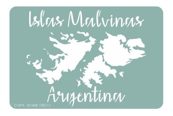 Stencil Decorativo Mapa Islas Malvinas Arte Pintura 30x40cm 0