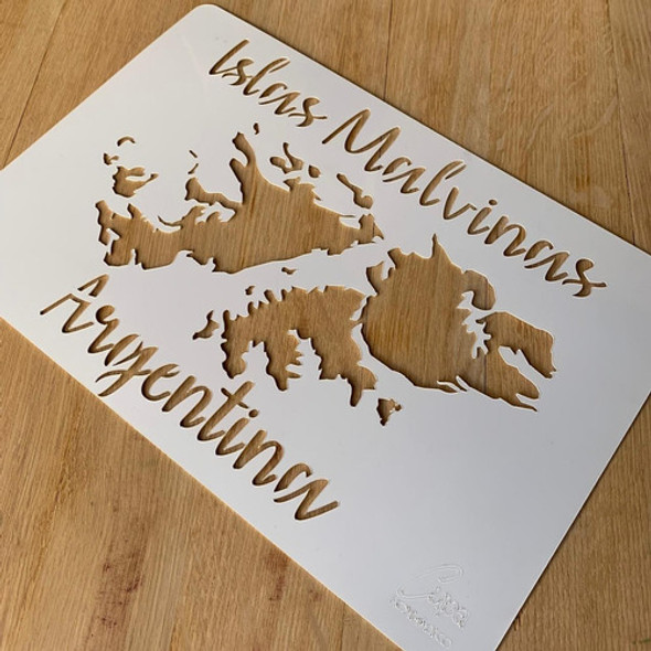 Stencil Decorativo Mapa Islas Malvinas Arte Pintura 30x40cm 1