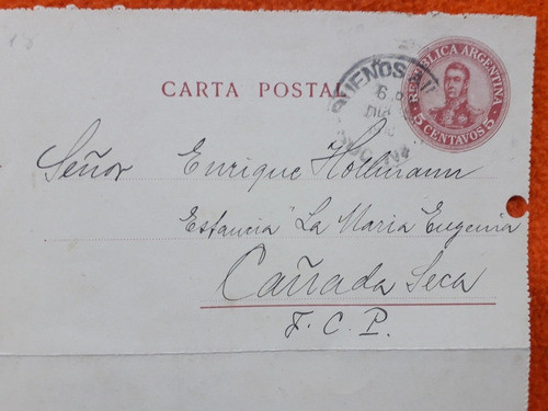 Carta Enviada A La Localidad De Cañada Seca Año 1910 0
