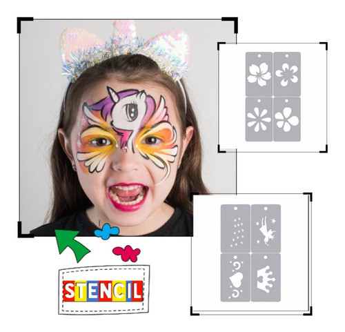 Plantillas Stencils Maquillaje Infantil Set 4 En 1  X2 Unid 0