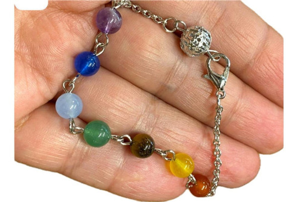 Luli Pulsera Acero Piedra Natural 7 Chakras Reiki Unisex 0
