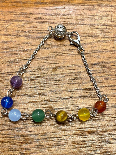 Luli Pulsera Acero Piedra Natural 7 Chakras Reiki Unisex 1