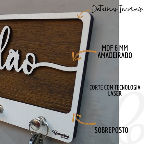 Porta Chave Parede Decorativo Mdf Moderno Criativo Gratidão 1
