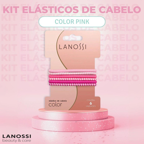 Kit 6 Unid Elástico Para Cabelo Color Pink Lanossi Ls2524 1