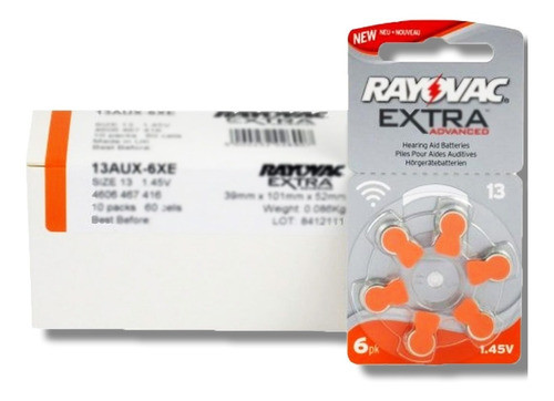 Pack X 60 Pilas Audifono Rayovac 13  Extra Advanced Envio 0