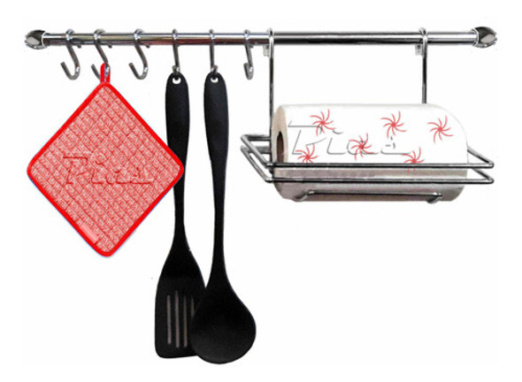 Porta Rollo + Ganchos + Barral De Cocina ! Set Organizador! 0