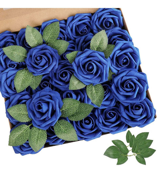 Rosas Artificiales Azul De Espuma Y Plastico 25 Piezas 0