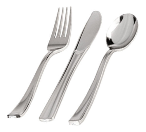 Jogo De Talheres Descartáveis Prata Para Festa 30 Unidades 0