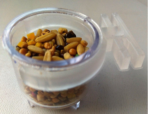 6x Porta Vitamina Ração Cristal Coleiro Curio - Aves 1