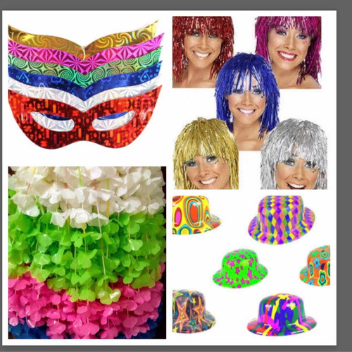 Kit Carnaval Festa Colares Máscaras Perucas E Chapéus 0