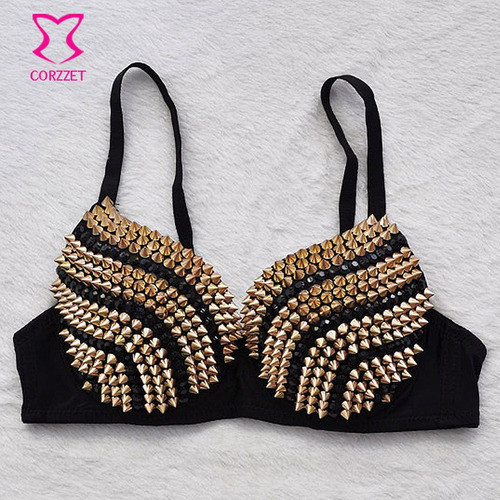 Corpiño Top, Puas Doradas Estilo Lady Gaga, Madonna 1