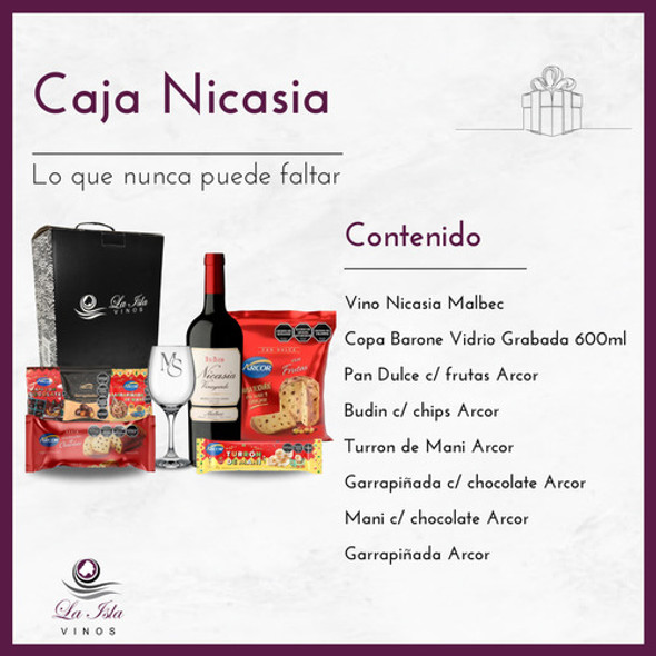 Caja Navideña Nicasia Copa Grabada Logo Empresa Regalo 1