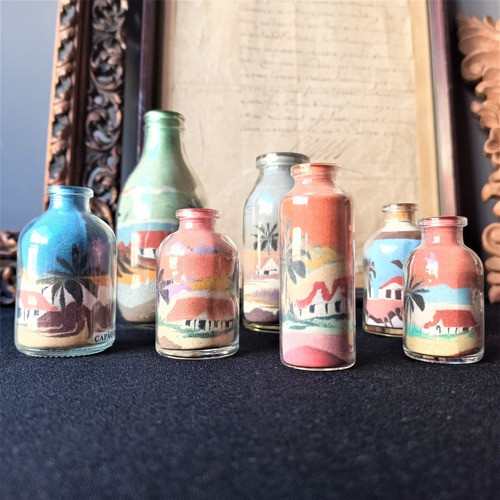 Colección De Artesanías Con Arenas De Colores Vintages. 0