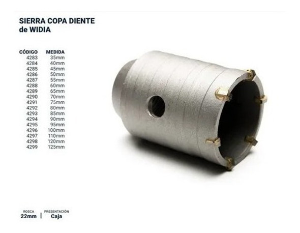 Mecha Copa Pared Widia Bremen 35mm Sierra Rosca M22 4283 1