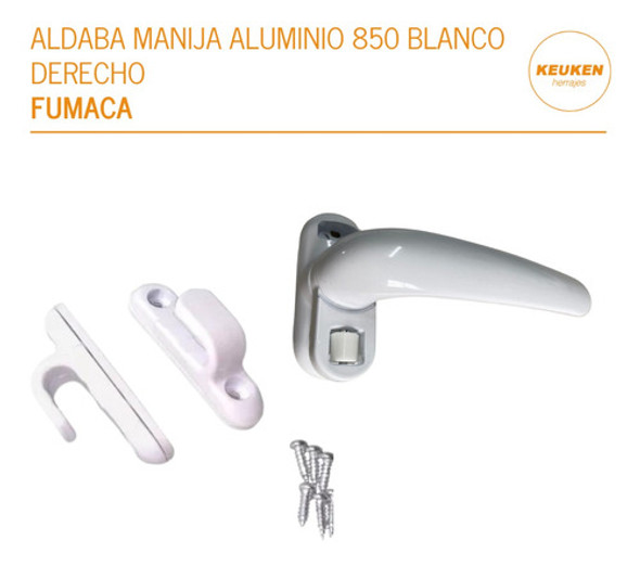 Aldaba 850 Manija Aluminio Ventana Puerta  Blanco Derecho 1