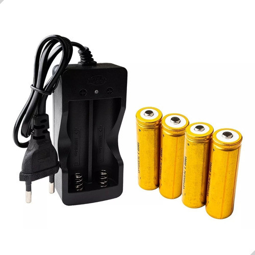 Kit Carregador Duplo+4 Baterias 18650 3,7/4,2v 9800mah 0