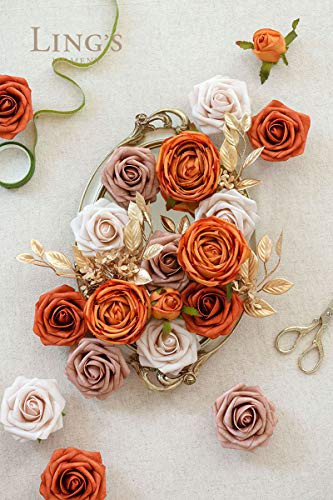 Rosas Artificiales Realistas Mix Naranjas Rose  26u 1
