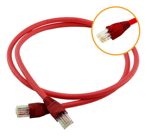 Kit 5 Un Cabo De Rede 3m Cat6 Furukawa Rj45 Vermelho Gigabit 0