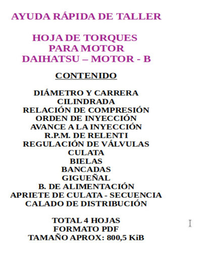 Daihatsu Puesta A Punto Torques Regulacion De Valvulas 1
