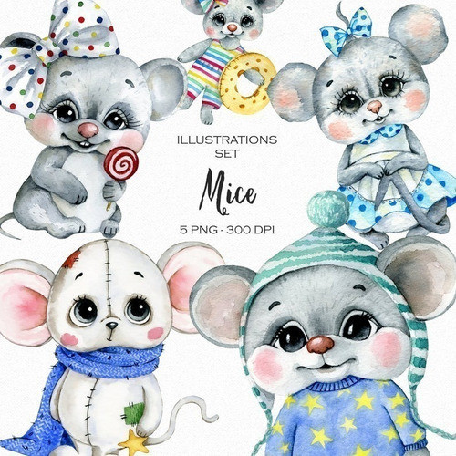 Cliparts Png Ratones Ratoncitos Bb14 Kit Imprimible 0